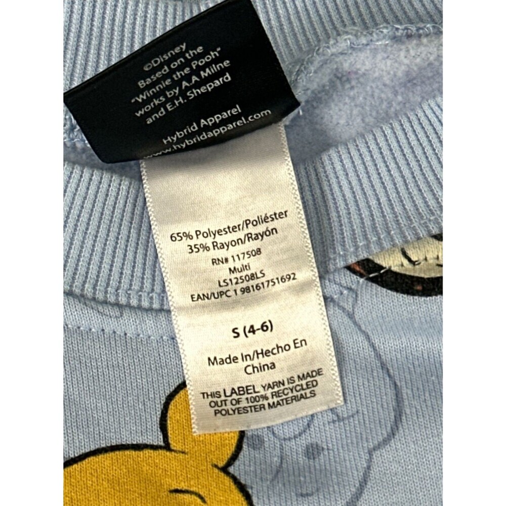 Disney Winnie the Pooh All Over Print Sweatshirt S 4-6 Blue Cozy Pullover - Picture 5 of 5